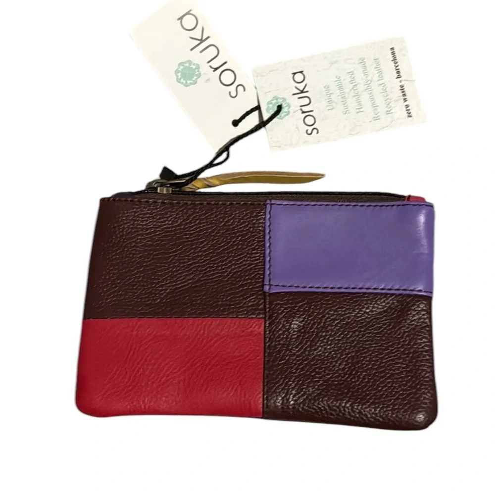Soruka Small Leather Zip Pouch NWT - Picture 3 of 9